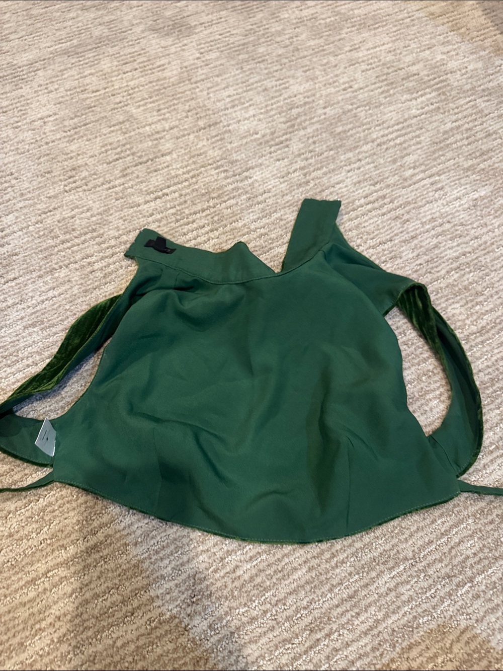 NBD Crinkled Velvet Backless Crop Top in Juniper Green - Picture 4 of 4